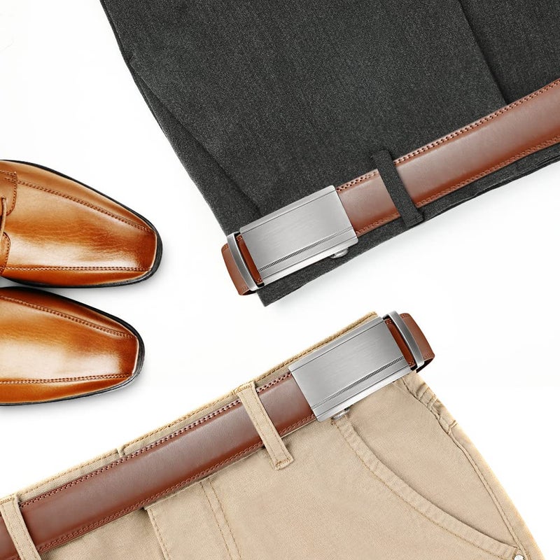 Lavemi Men's Real Leather Ratchet Dress Casual Belt, Cut to Exact Fit,Elegant Gift Box(36-222630 Brown 44") - Image 3